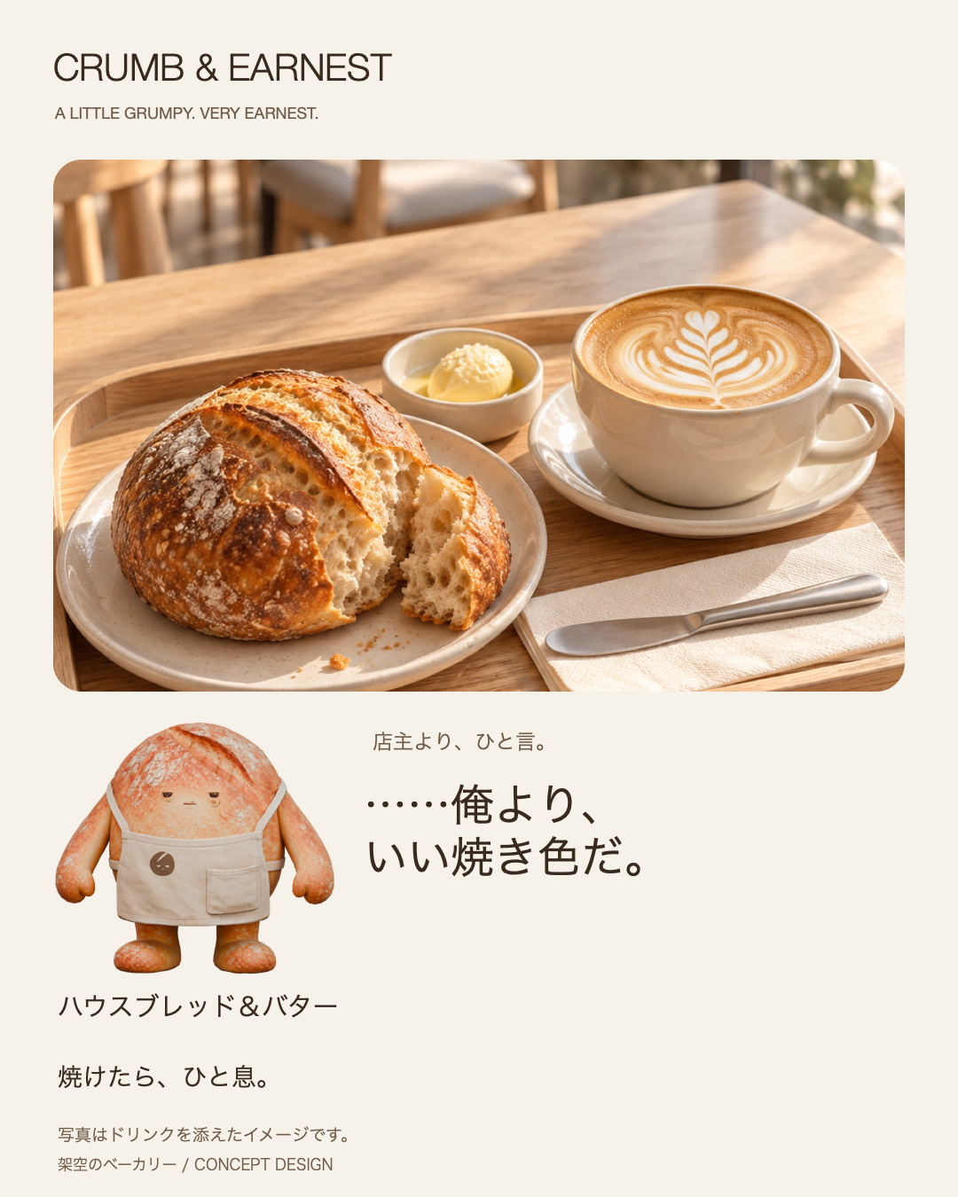 丸パンのカード。俺より、いい焼き色だ。